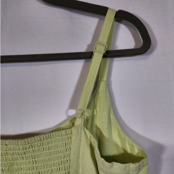Old Navy Large $35 Chartreuse Lime Linen Cami Mini Dress Summer Bright - Picture 7 of 10